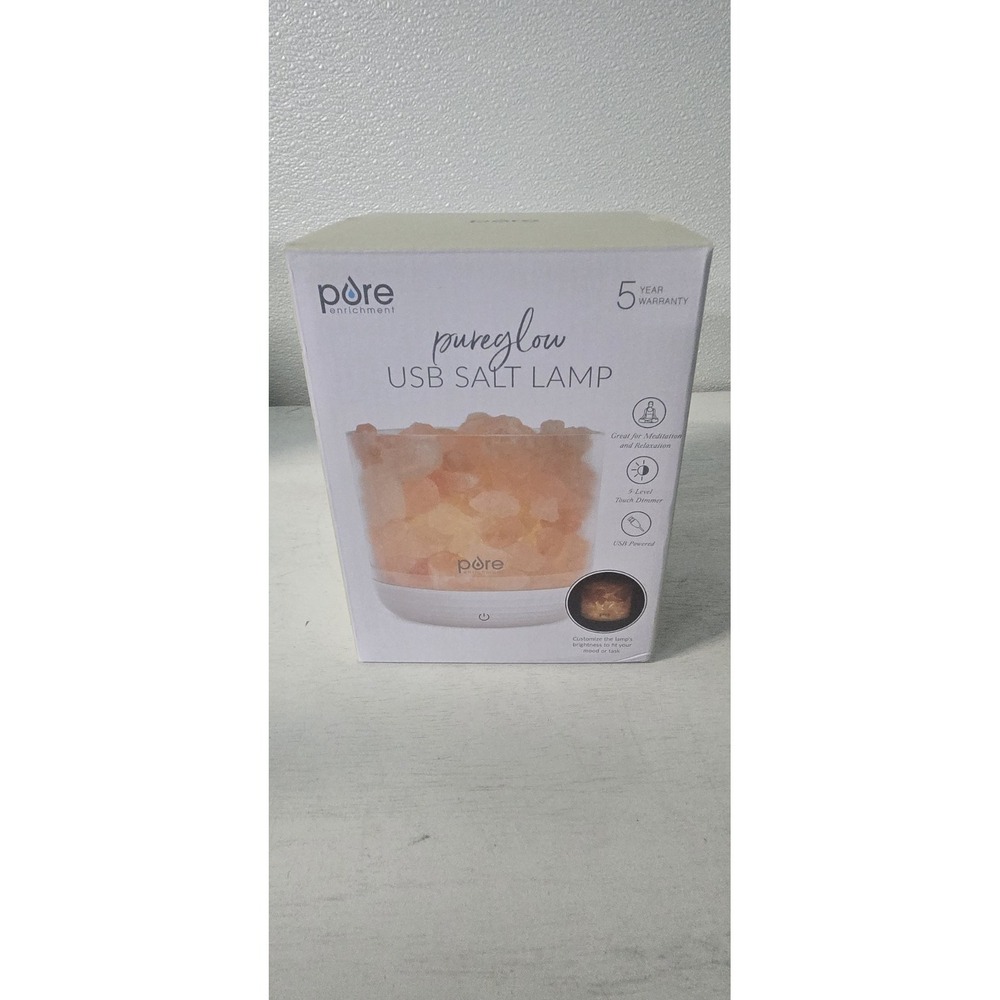 NEW Pure Enrichment PureGlow USB Salt Lamp - Authentic Pink Himalayan Salt Rocks
